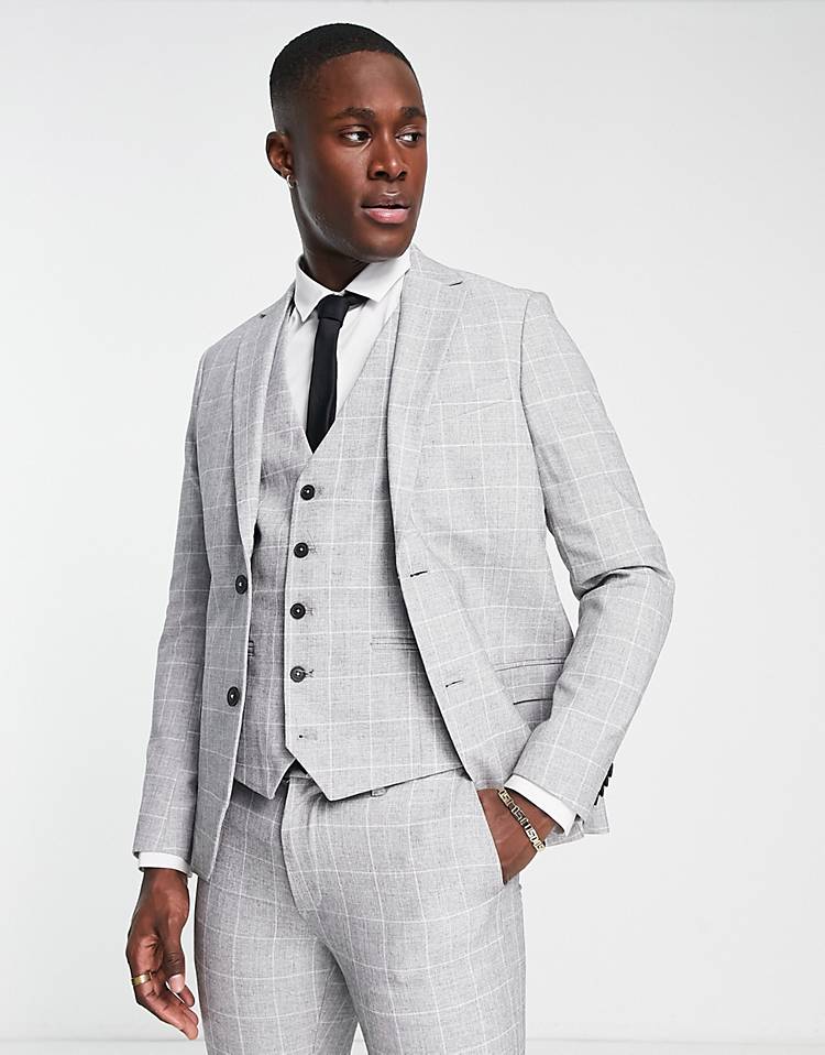 New Look Skinny Suit 35 in gray check